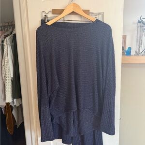 Splendid Pajama Set Navy Textured Knit